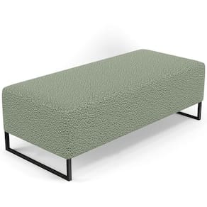 Puff Decorativo Sala De Estar Bali W01 Base Ferro 120x50 Cm Bouclê Oliva - Lyam Decor