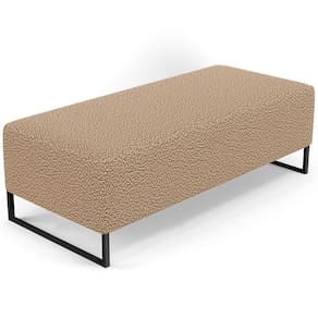 Puff Decorativo Sala De Estar Bali W01 Base Ferro 120x50 Cm Bouclê Mostarda - Lyam Decor