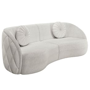 Sofá Decorativo Com Almofadas 3 Lugares 240cm Tressê Zion M22 Bouclê Branco - Mpozenato