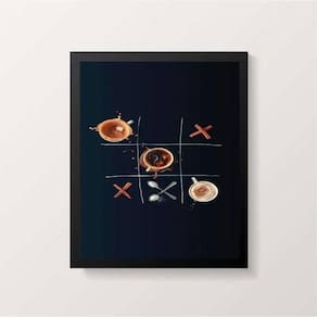 Quadro Decorativo Jogo Da Velha Café 45X34Cm Com Vidro Preta
