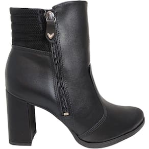 Bota Feminina Casual Cano Baixo Salto Bloco Alto Bico Arredondado Mississipi Q8493