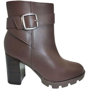 Bota Feminina Cano Baixo Tratorada Salto Bloco Alto Bico Redondo Beira Rio 9074.104