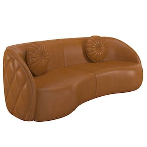 Sofá Decorativo Com Almofadas 3 Lugares 288cm Tressê Zion M22 Sintético Caramelo - Mpozenato