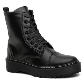 Coturno Feminino Bota Tratorada Cadarco Preta