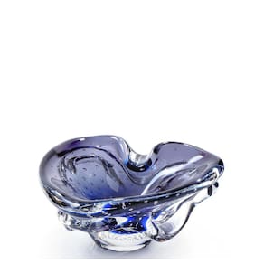 Centro De Mesa Mini Em Cristal Murano Azul São Marcos 23cm