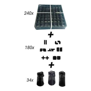 Kit 240 Telas 40x40 Preta + 180 Conectivos + 34 Pés 10cm