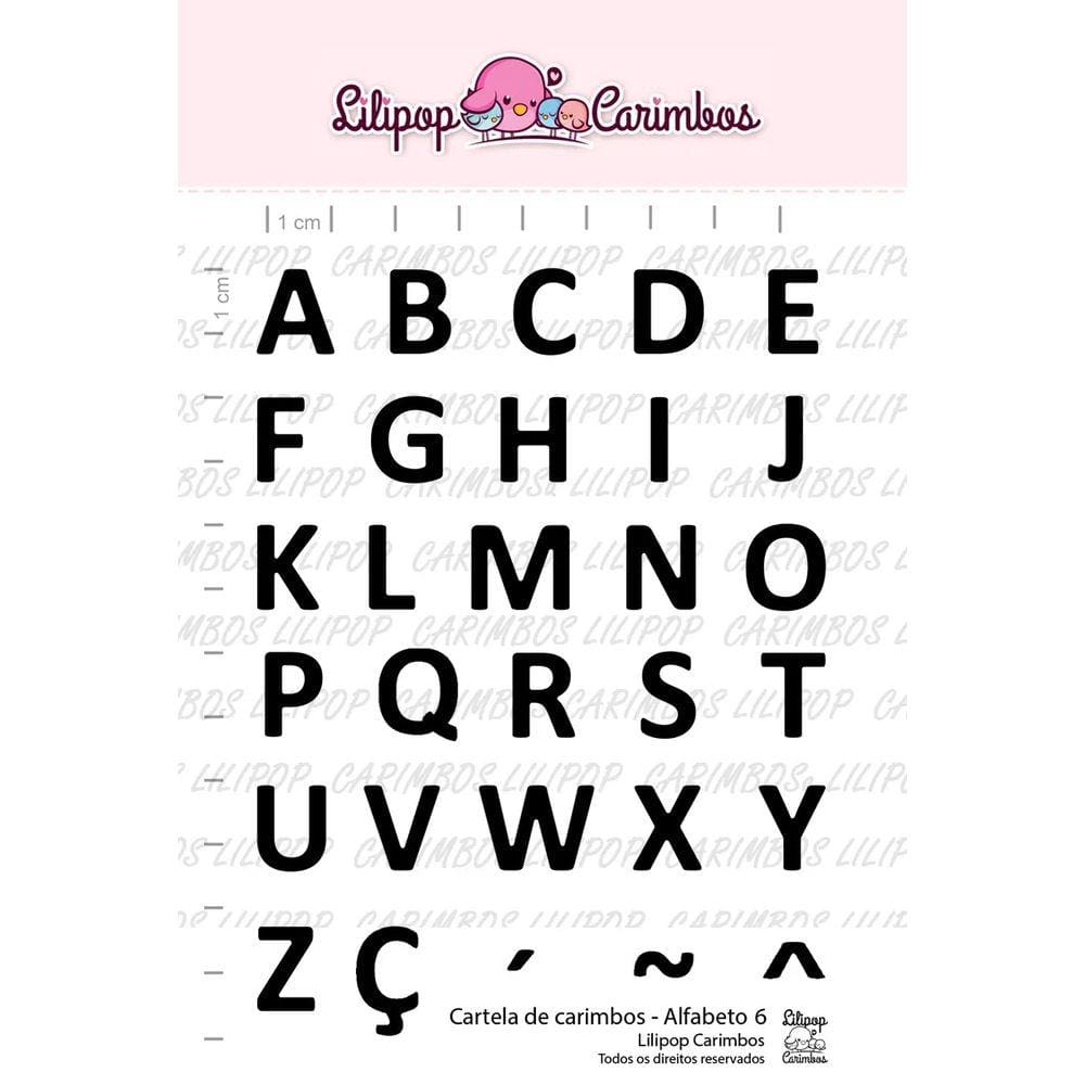 Cartela de Carimbos Transparente Alfabeto 6 - Lilipop