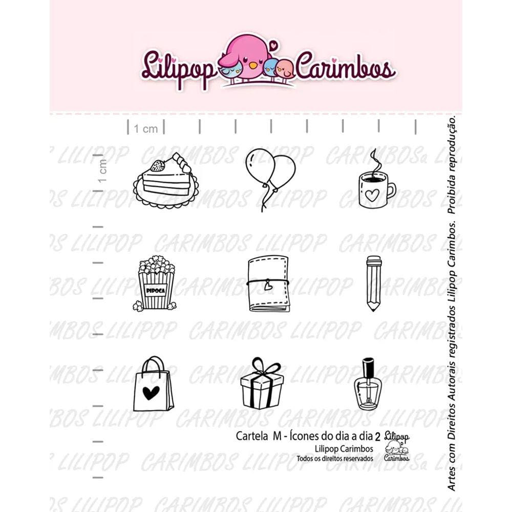 Cartela de Carimbos Transparente Ícones do Dia a Dia 2 - Lilipop