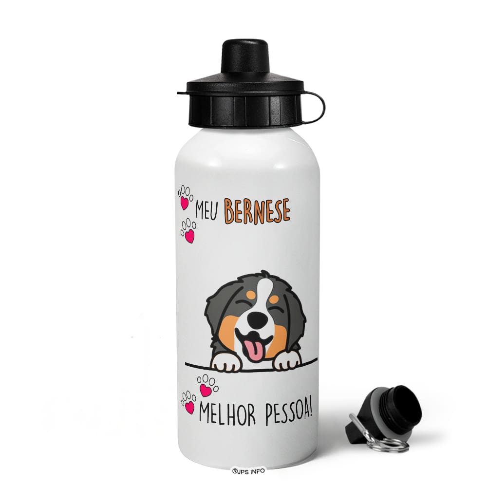 Garrafa Squeeze MQ Dog - Meu Bernese, melhor pessoa!