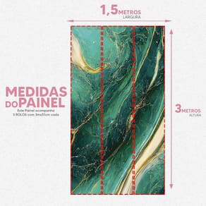 Papel De Parede Painel 3D Mármore Verde E Dourado 1,5M