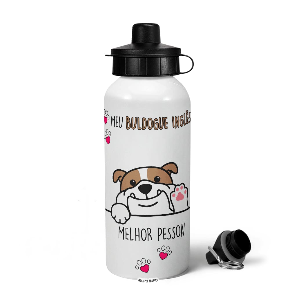 Garrafa Squeeze MQ - Meu Buldogue inglês, melhor pessoa!