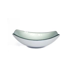 Cuba De Vidro Oval Chanfrada 46Cm Prata