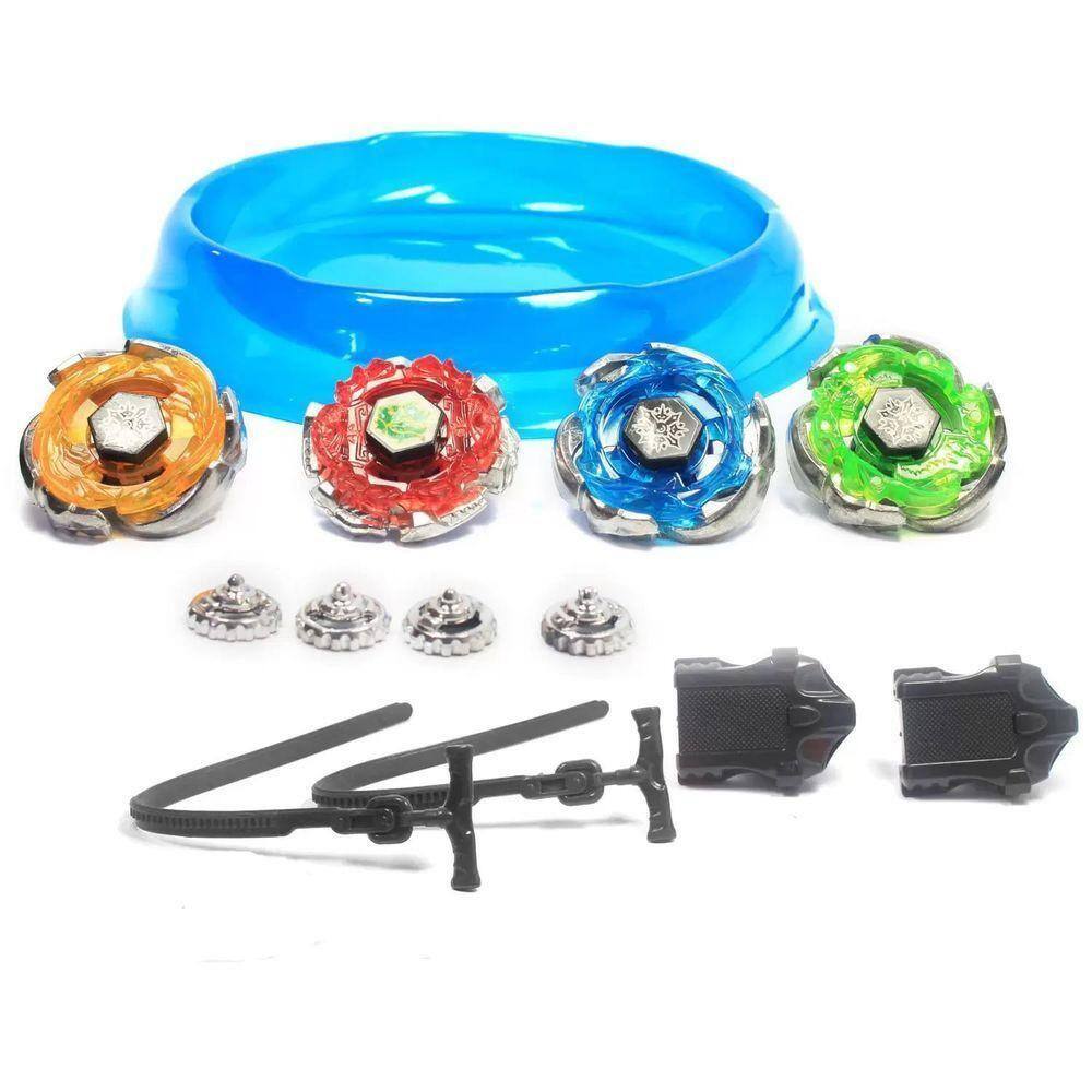 Super Kit Beyblade Tornado Com Led Arena Proteção 15 Peças