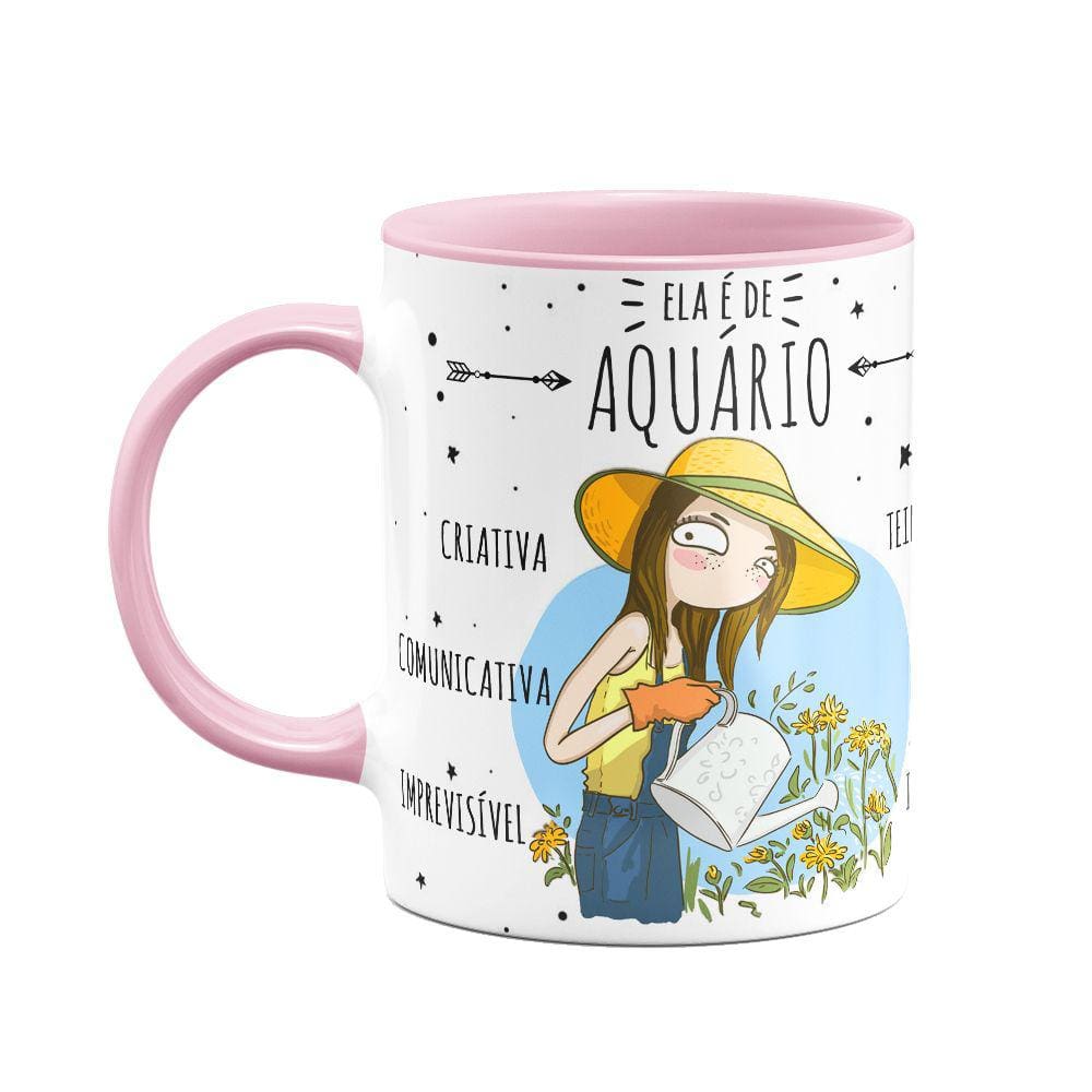Caneca Signos B-pink - Ela é de Aquário