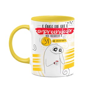 Caneca Flork Empreendedor - Único dia sem trabalhar B-yellow