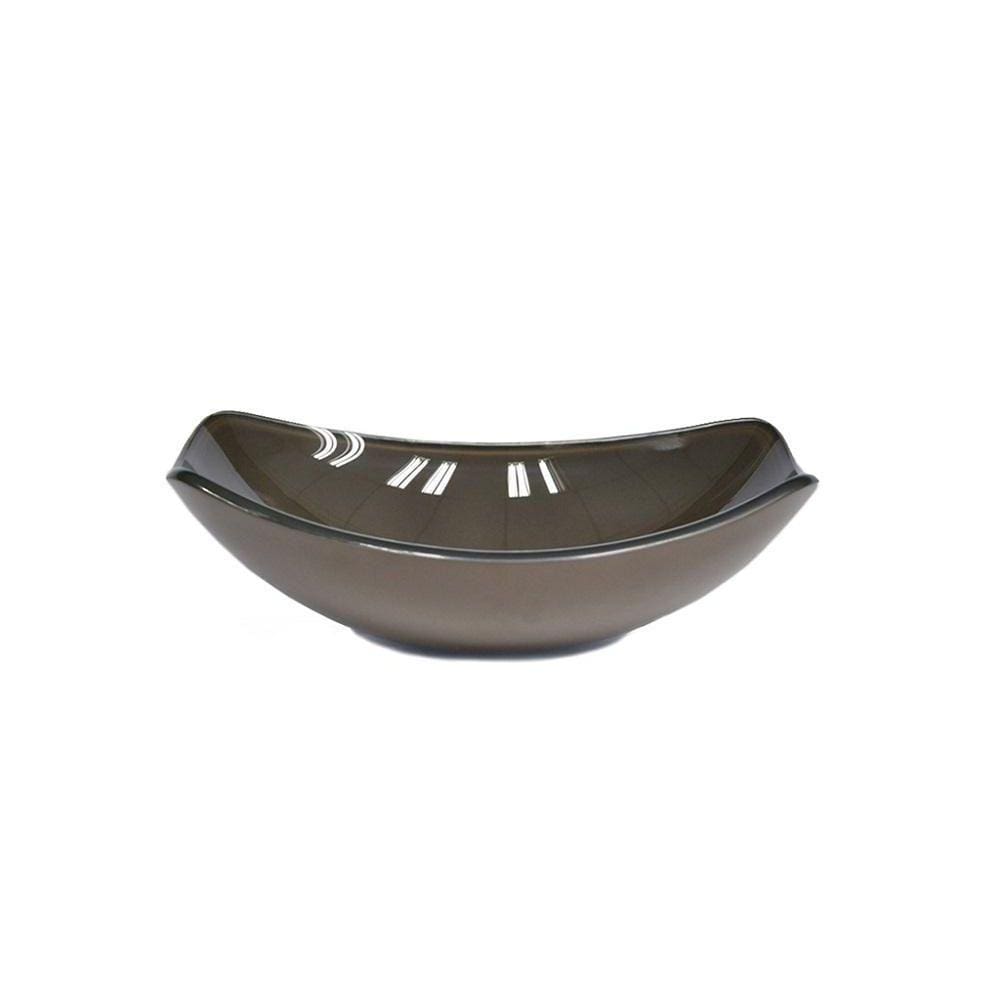 Cuba De Vidro Oval Chanfrada 46Cm Marrom