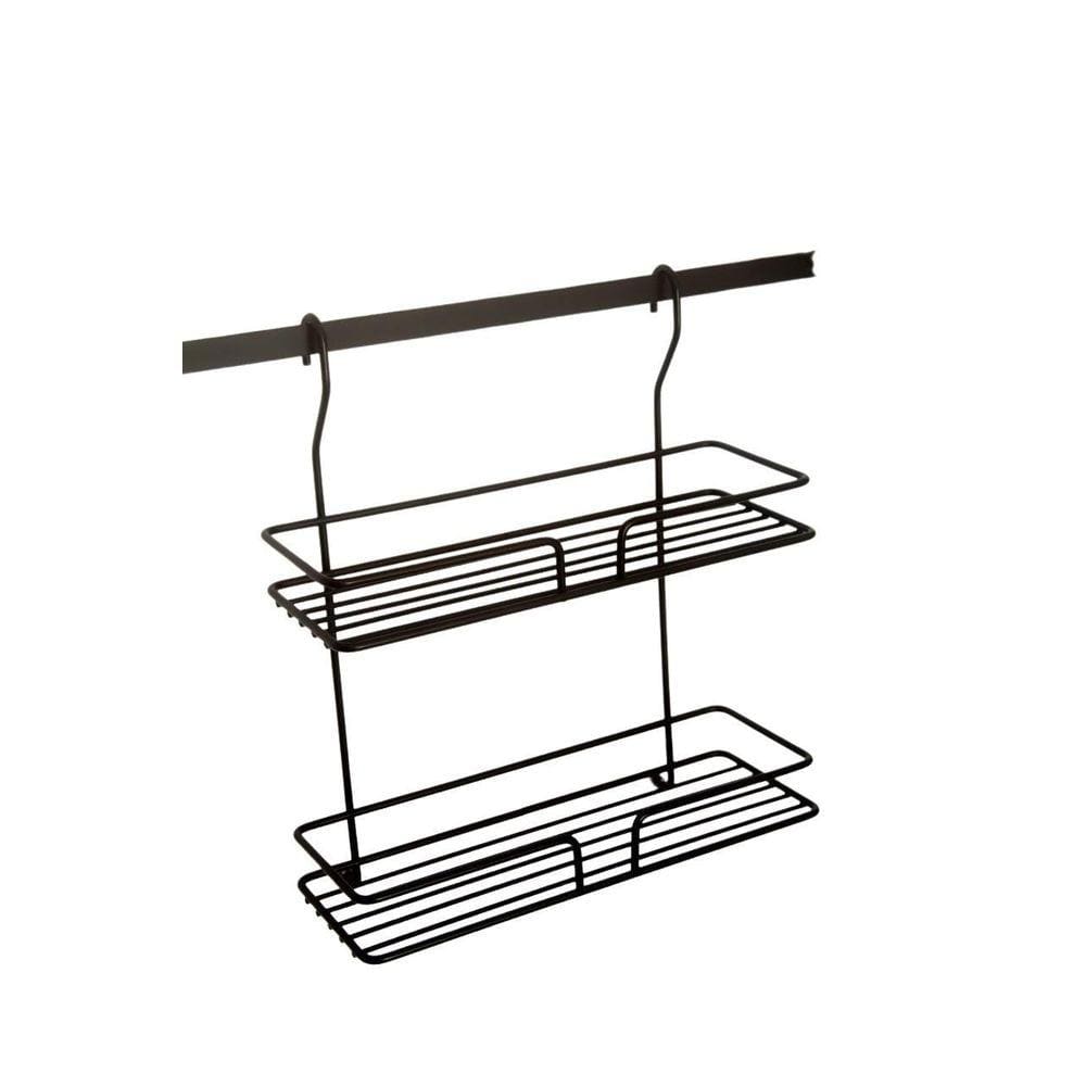 Porta Utensilios Duplo Preto Para Barra