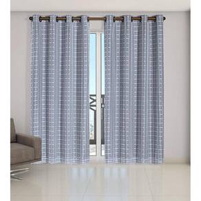 Cortina Voil Xadrez Com Forro Blackout 2,00 X 1,70 Cinza