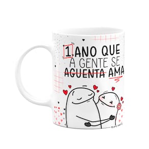 Caneca Flork Namorados - 1 ano que a gente se aguenta!