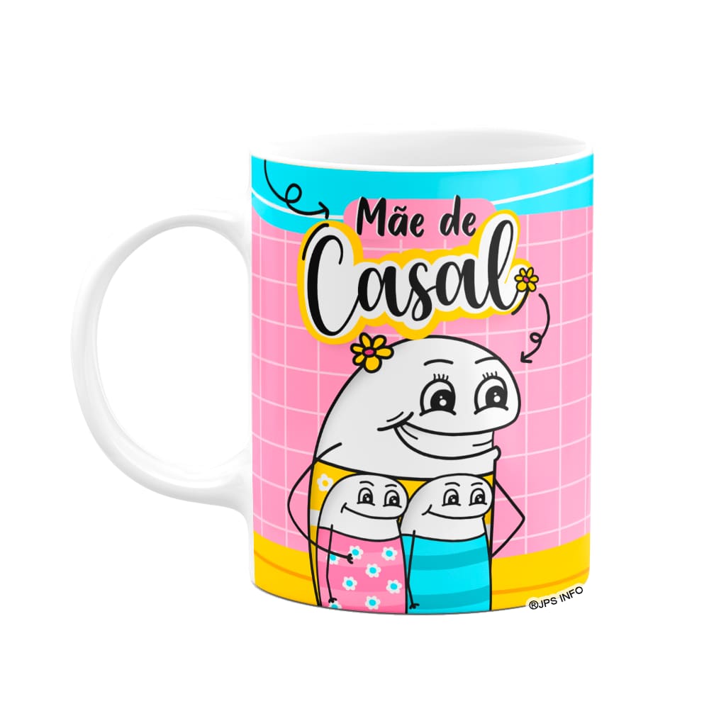 Caneca Flork Mães - Mãe de casal - Branca