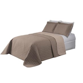 Cobre Leito Premium Casal Dupla Face Palha/Caqui 3 Peças
