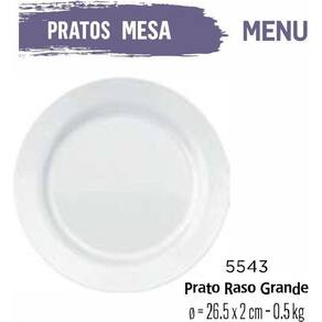 Jogo De Prato Menu 04 Pratos Rasos Grande - 26Cm Branco