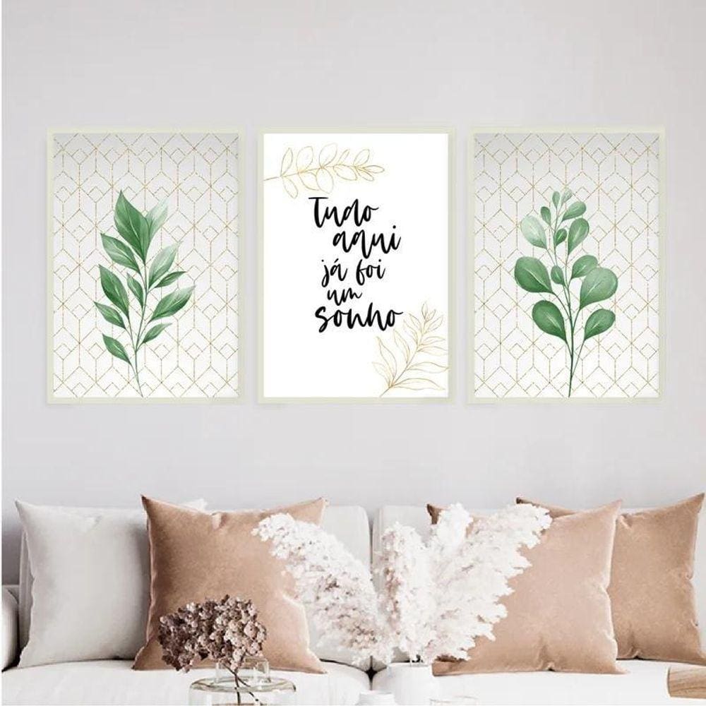 Kit 3 Quadros Tudo Já Foi Um Sonho 33X24Cm - Com Vidro