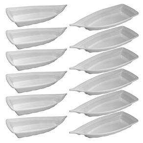 Kit 12 Barcos Açaí Sushi 32X14X5Cm Médio Branco 750Ml