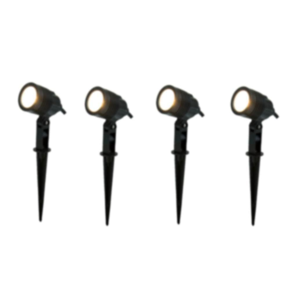 Kit 4 Peças Spot Luz Amarela Espeto Para Jardim 3W Ecoforce