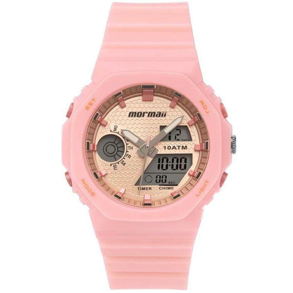 Relógio MORMAII rosa anadigi feminino MO12800B/8T