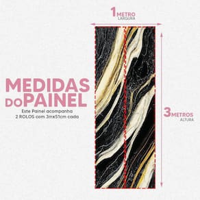 Papel De Parede Painel 3D Mármore Preto Branco Dourado 1M