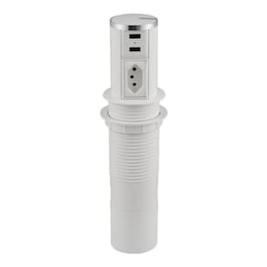 Mini Totem Automatico  1Tom/2Usb  Branco/Cromado - Qm 12214