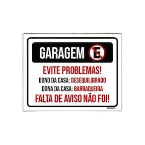 Kit 5 Placas Garagem Evite Problemas Falta De Aviso
