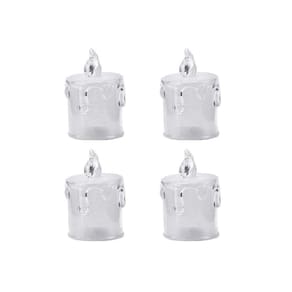 Jogo 4 Mini Velas Eletrônica Transparente Branco Quente 6cm
