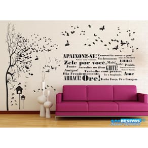 Adesivo Decorativo De Parede Árvore E Frase Apaixone