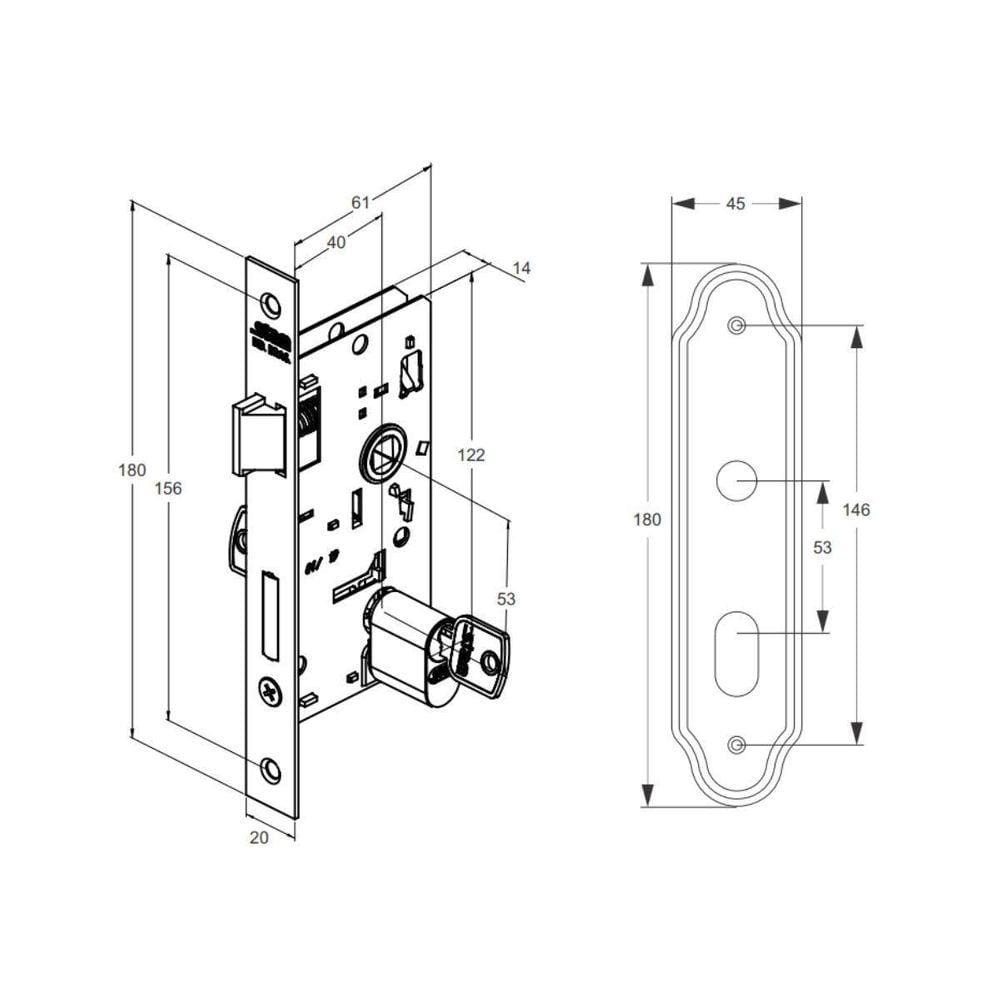 Fechadura Stam Larga 803/11 Preto