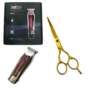 Maquina Acabamento Cabelo E Barba Tesoura Fio Laser Dourada