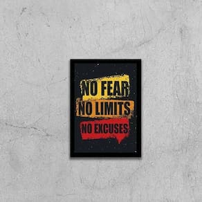 Quadro No Fear, No Limits, No Excuses 33X24Cm Moldura Preta