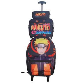 Kit Mochila Escolar Boruto Naruto Infantil de Carrinho Rodinhas