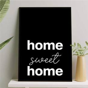 Quadro Home Sweet Home Minimalista 45X34Cm - Com Vidro Preta