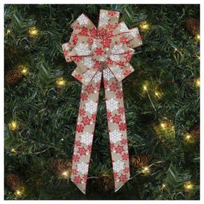 Kit 4 Enfeite árvore Natal Laço Decorado Flocos De Neve 78 Cm
