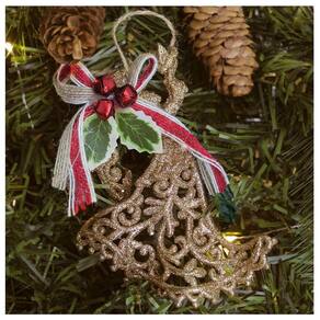Kit 10 Enfeite Pendente árvore Natal Anjo Dourado 12,5cm