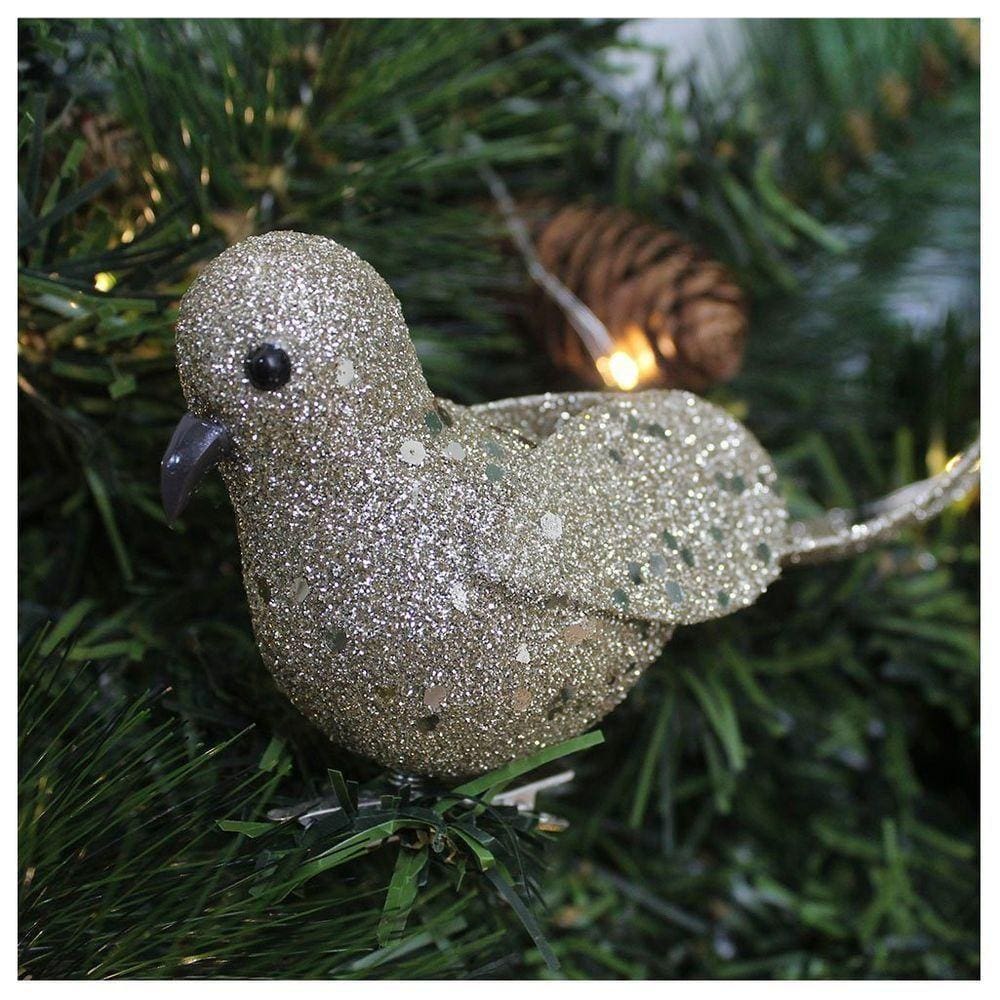 Kit 10 Enfeite Decoração árvore Natal Pomba Dourada Natalina 16cm