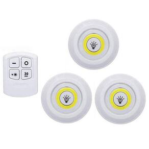 Kit 3 Lâmpada Iluminaria Led Com Controle Sem Fio Remoto