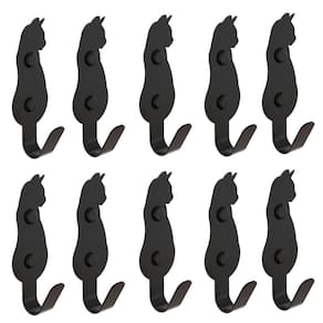 Kit 10 Ganchos De Parede Decorativo Preto Fosco Gato
