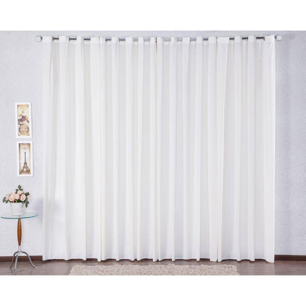Cortina 300X280 Com Ilhós Pra Sala Malha Gel - Palha