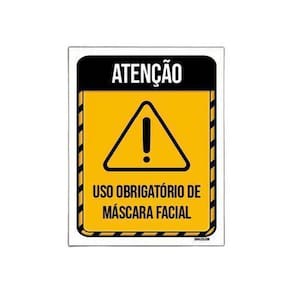 Kit 5 Placas Atenção Uso Obrigatório Máscara Facial