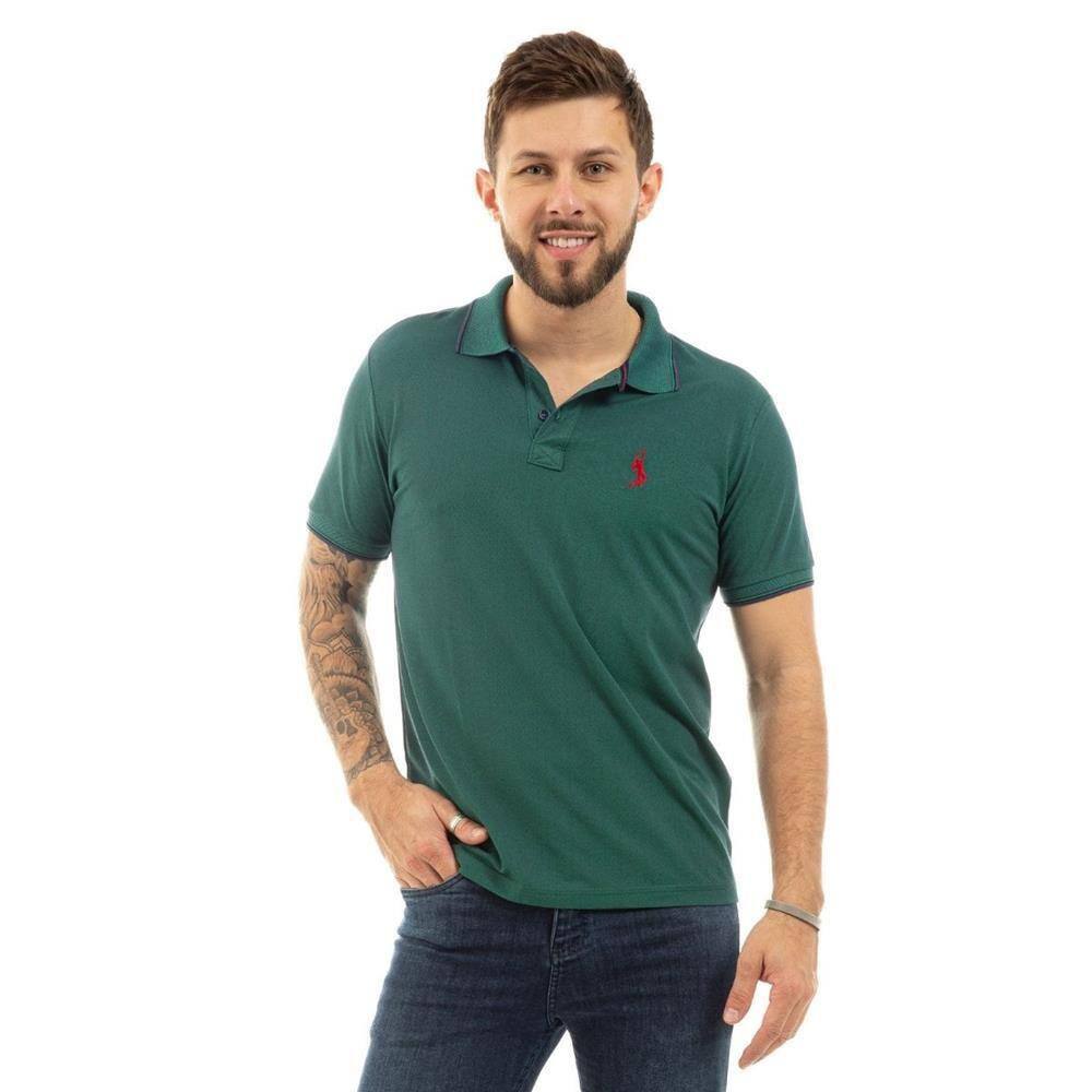 Camisa Polo Masculina Básica Piquet Algodão Confortável - Verde - G