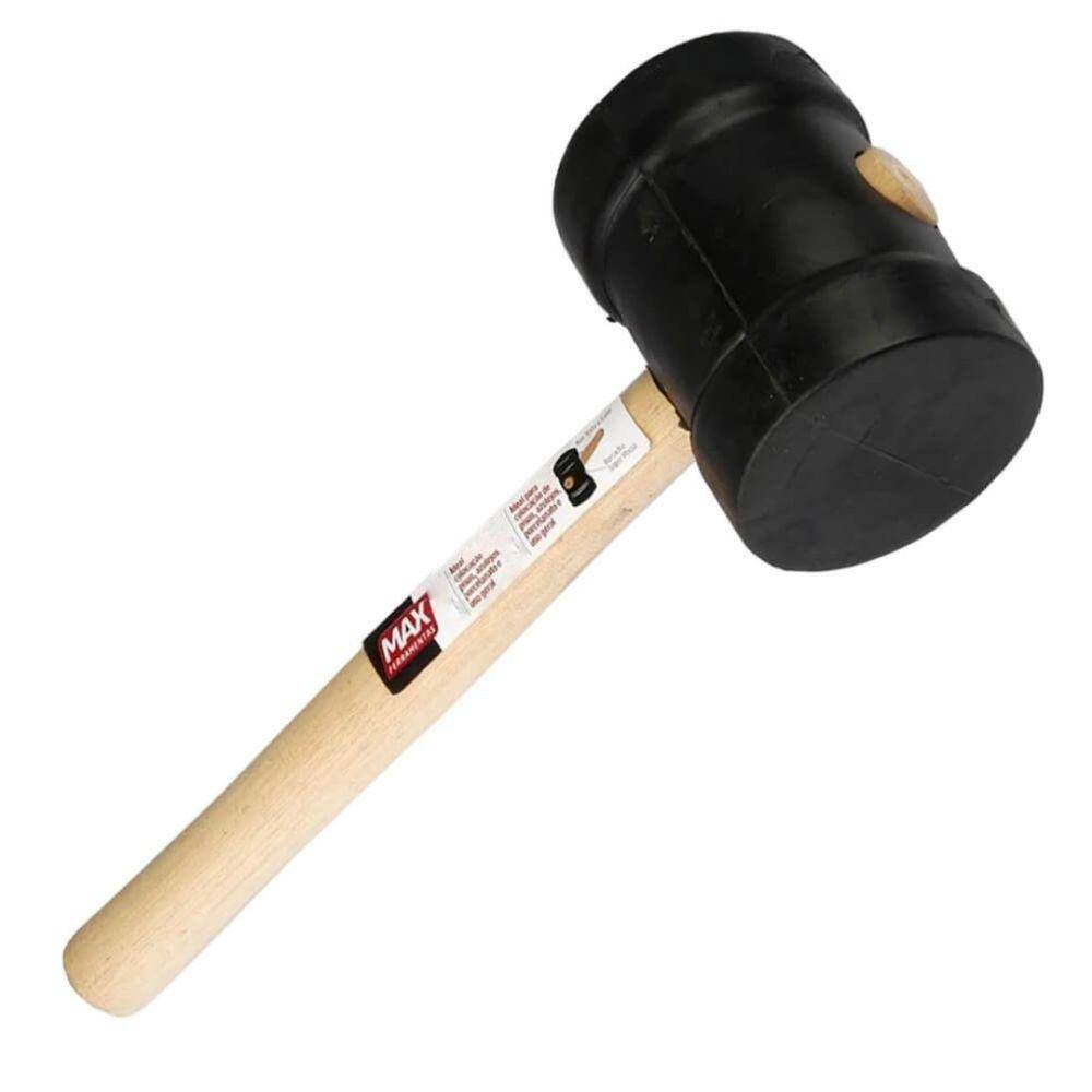 Martelo de Borracha Preto com Cabo de Madeira 60mm Max