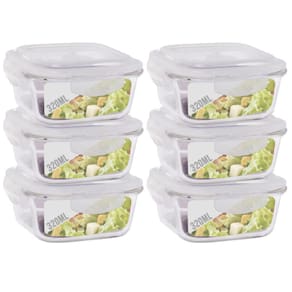 Conjunto 6 Potes Vidro 320Ml Hermético 4 Travas Alimentos